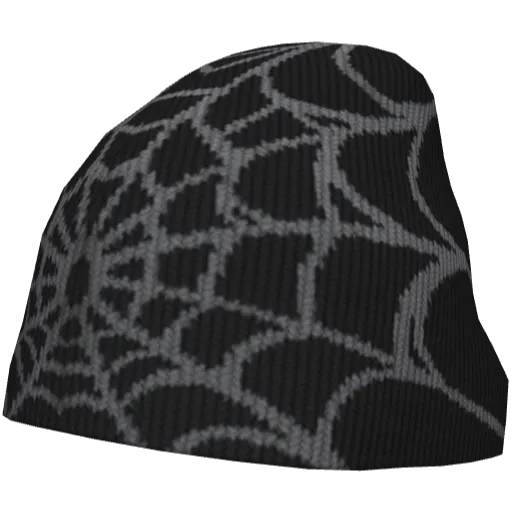 Черная шапка с серой паутиной на глаза