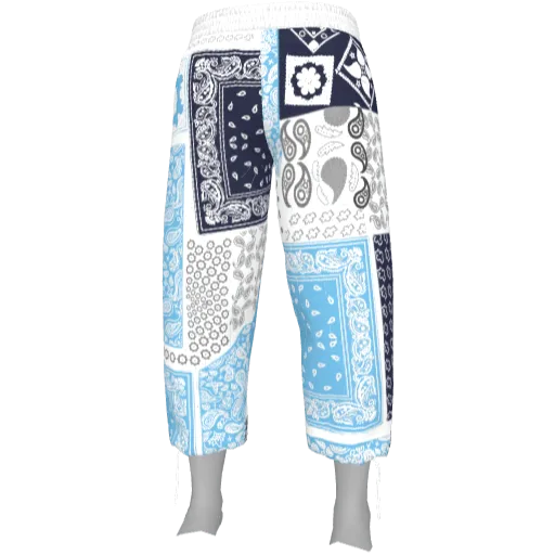 Сине-голубые с голубым штаны с узорами