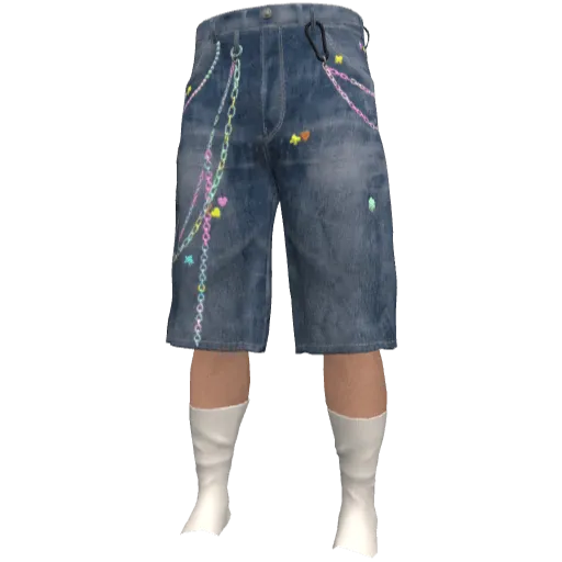 Синие джинсовые шорты с носками