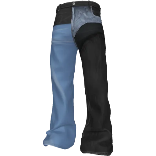 Синие штаны с элементами кожи