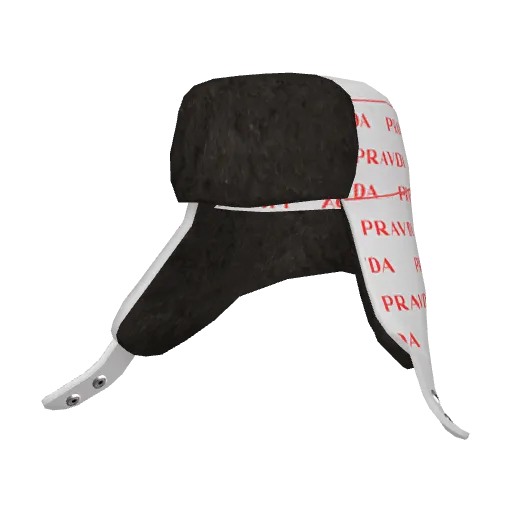 Белая шапка-ушанка с красным паттерном Pravda