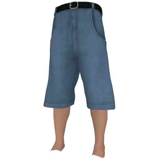 Синие длинные шорты с ремнем