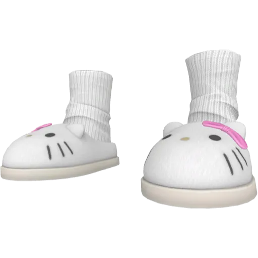 Белые с розовым тапочки в виде кота
