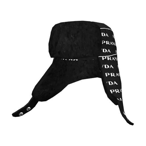 Черная шапка-ушанка с белым паттерном Pravda