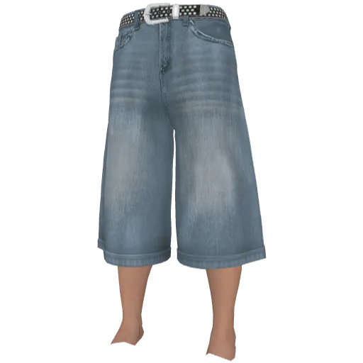 Голубые джинсовые шорты с ремнем