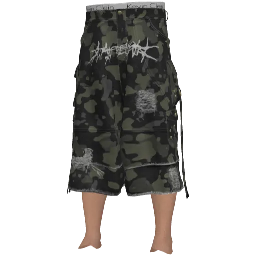 Темно-зеленые камуфлированные шорты