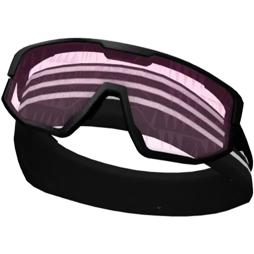 Чёрная в белую полоску повязка с черно-розовыми очками