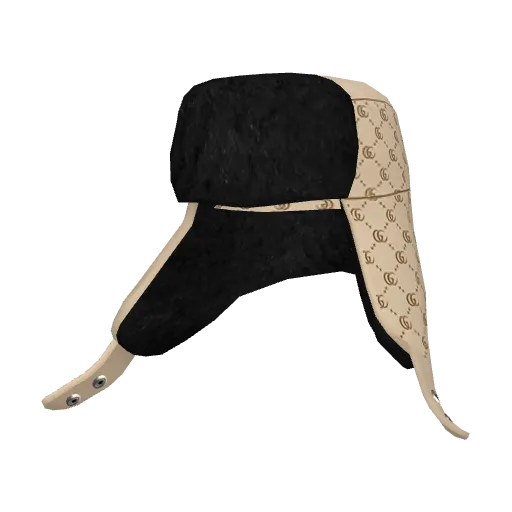 Бежевая шапка-ушанка с коричневым паттерном Guchi