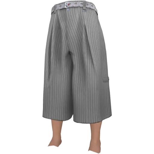 Серые в полоску шорты с ремнем