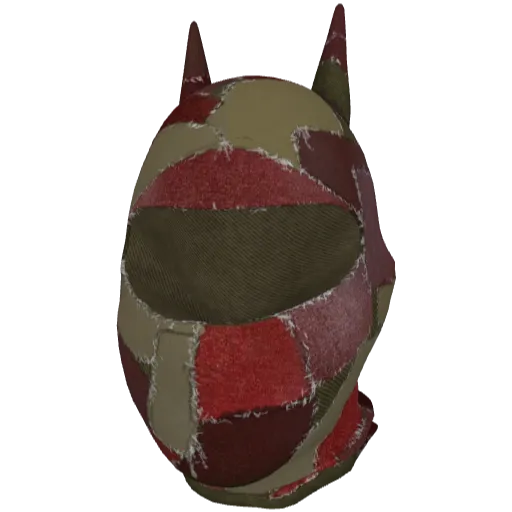 Красная джинсовая маска с рожками