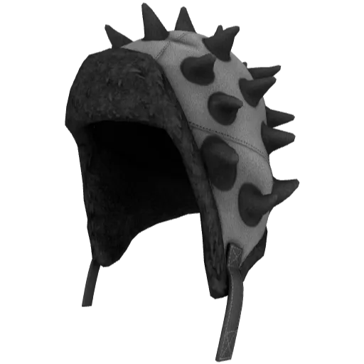 Черная с серым шапка с шипами