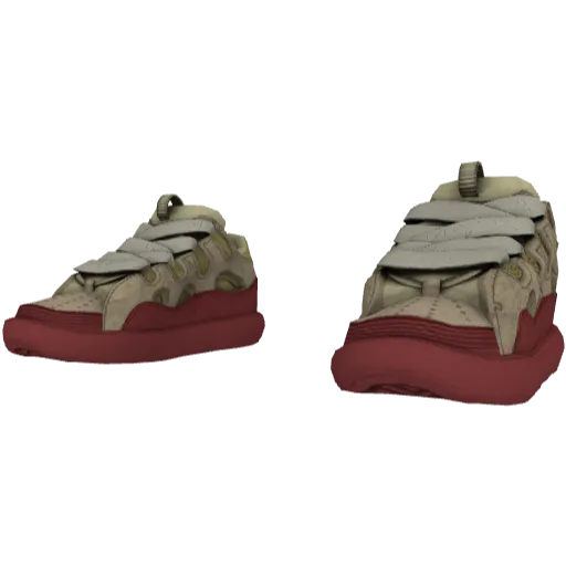 Бежево-красные дутые кеды