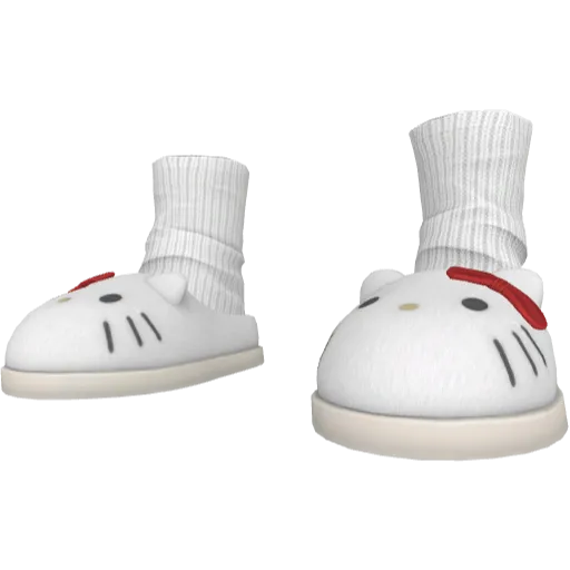 Белые с красным тапочки в виде кота