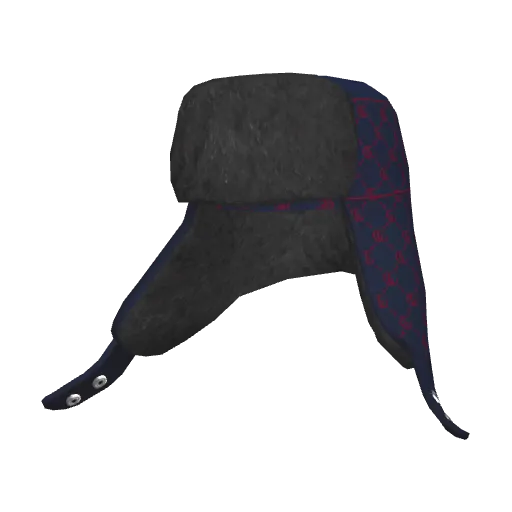 Синяя шапка-ушанка с красным паттерном Guchi