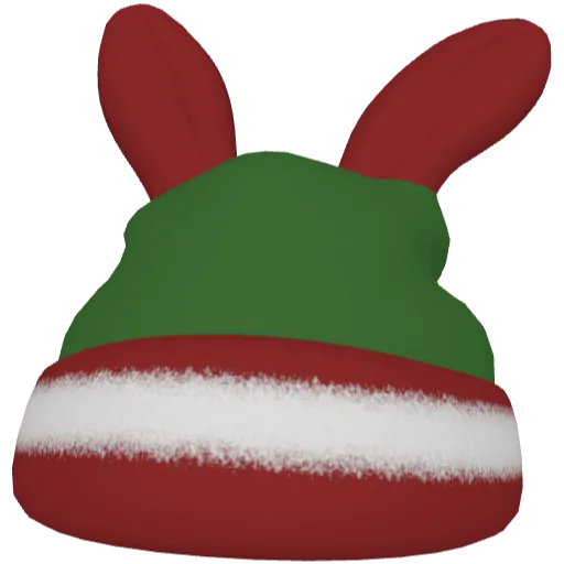 Красная с зеленым меховая шапка с ушами