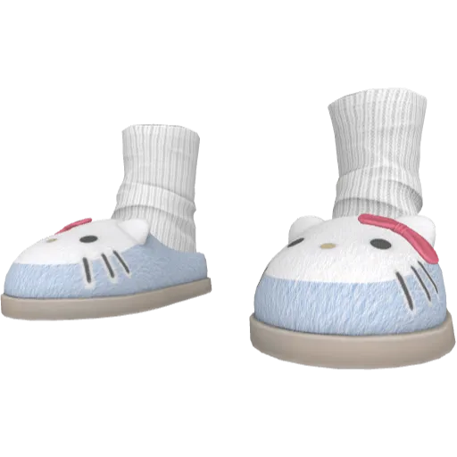 Голубые с розовым тапочки в виде кота