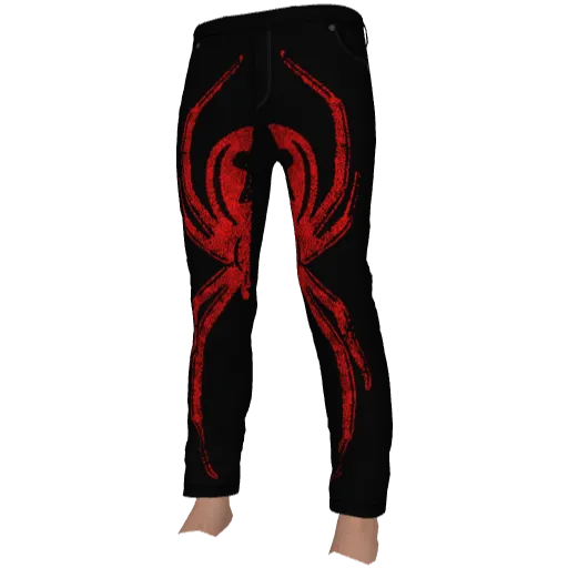 Черные с красным штаны с пауком