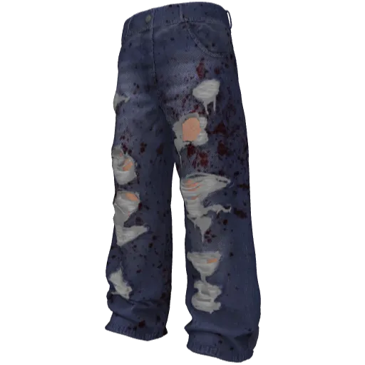 Синие джинсы с дырами и кровью