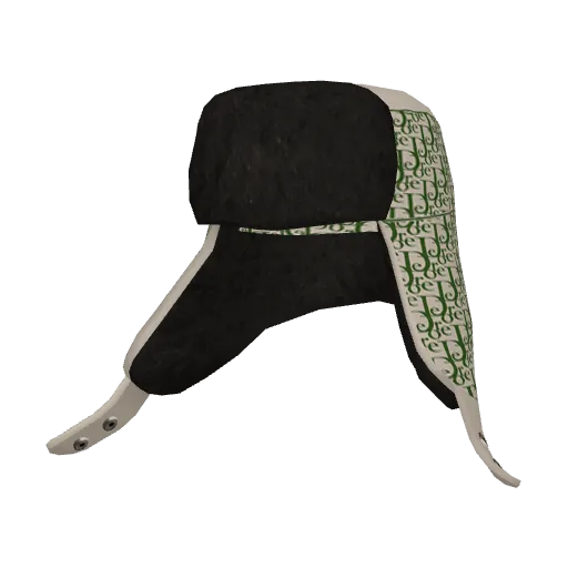 Бежевая шапка-ушанка с зеленым паттерном Deore