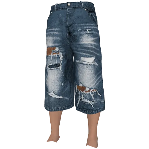 Синие джинсовые шорты с порезами