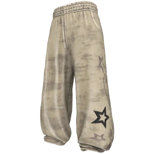 Бежевые широкие спортивные штаны с принтом