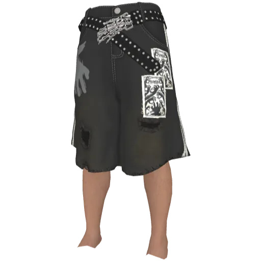 Черные шорты с ремнем руки скелета