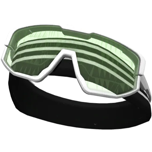 Чёрная в белую полоску повязка с бело-зелеными очками