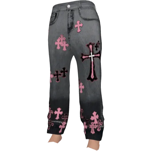 Серые с розовым джинсы Chrome Eyes