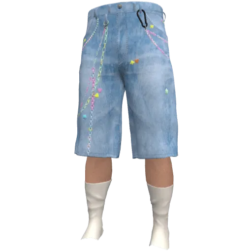 Голубые джинсовые шорты с носками