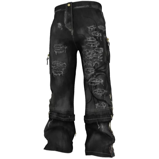 Черные джинсы с принтом и порезами