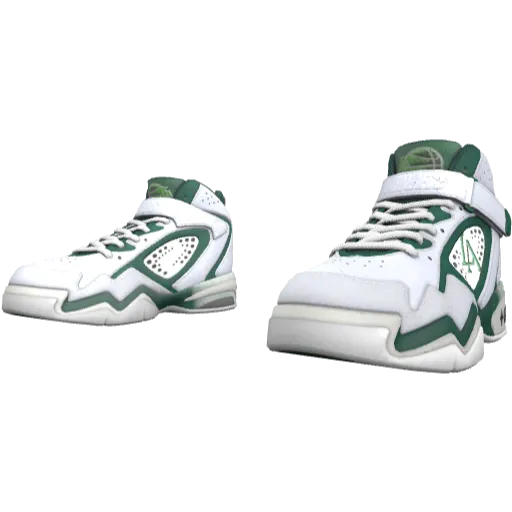 Белые кроссовки Los Angels с зелёными вставками