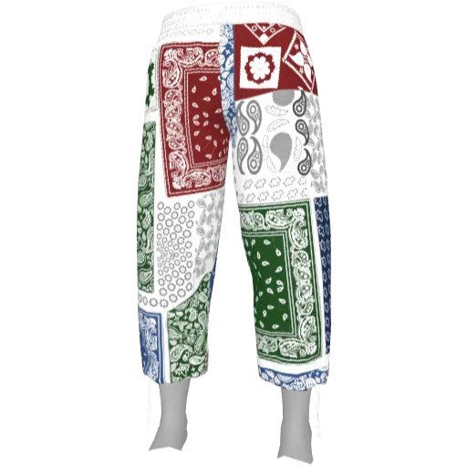 Бело-зеленые штаны с узорами