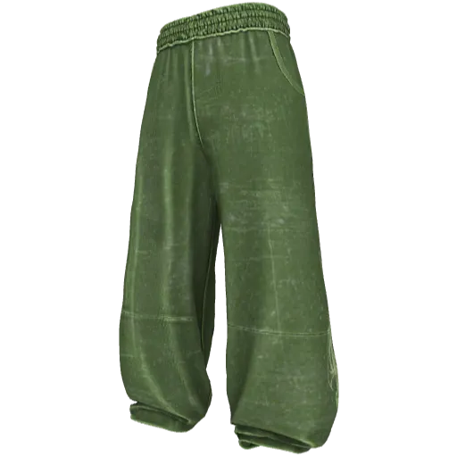 Зелёные широкие спортивные штаны с принтом