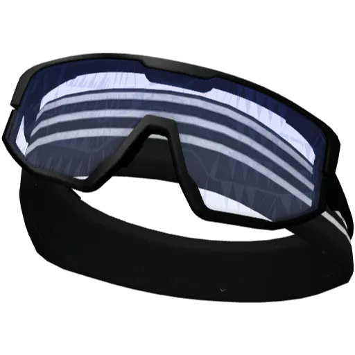 Чёрная в белую полоску повязка с черно-синими очками