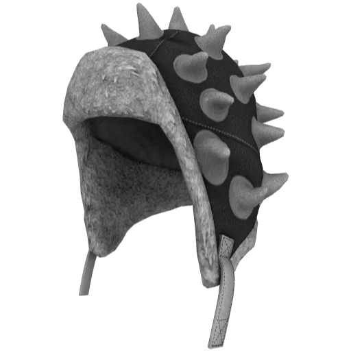 Белая с серым шапка с шипами