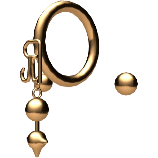 Пирсинг на нижнюю губу золотой