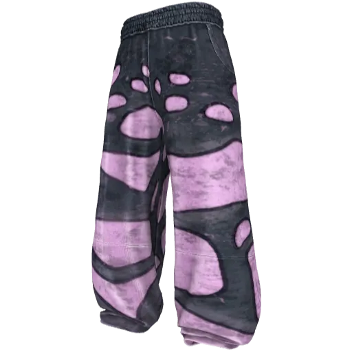 Фиолетовые широкие спортивные штаны с принтом