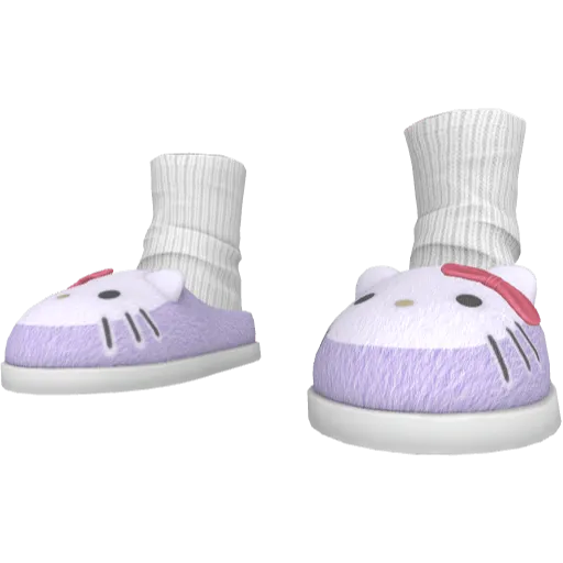 Сереневые с розовым тапочки в виде кота