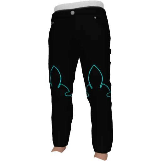 Черные с голубым кожаные штаны Chrome Eyes