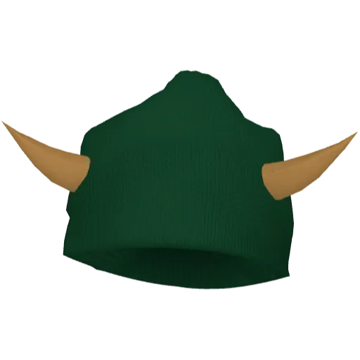 Зеленая шапка с желтыми рожками