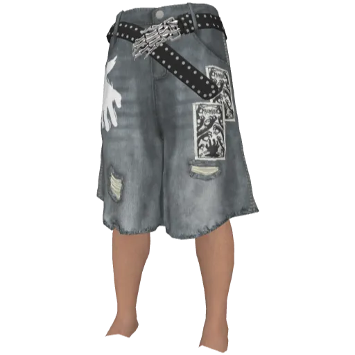 Синие шорты с ремнем руки скелета