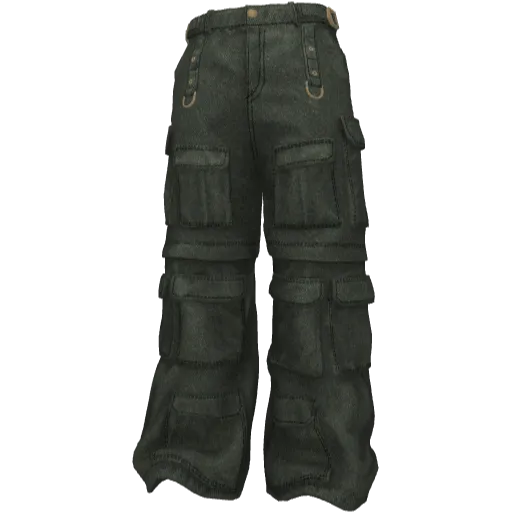 Темно-зеленые широкие штаны с карманами