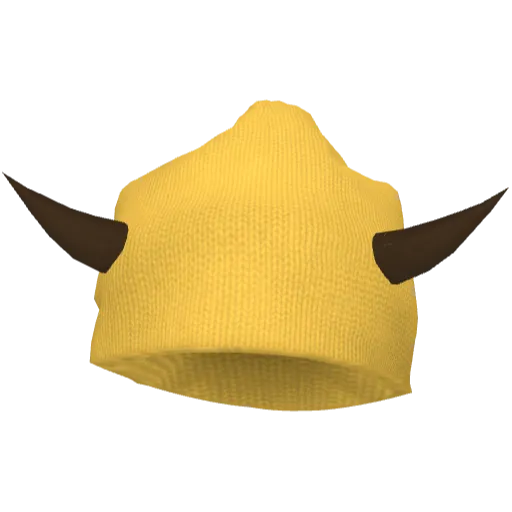 Желтая шапка с коричневыми рожками