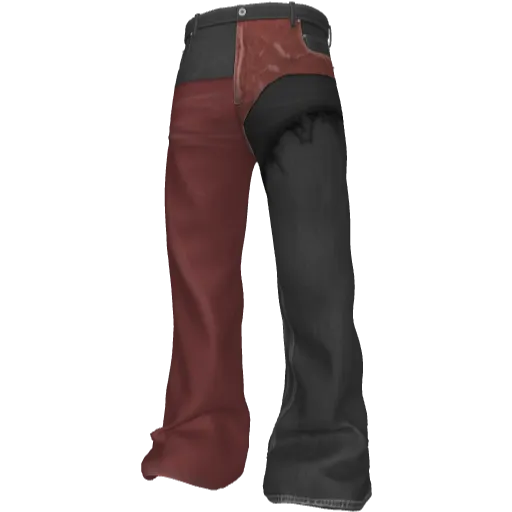 Красные штаны с элементами кожи