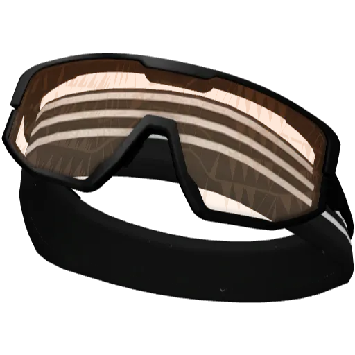 Чёрная в белую полоску повязка с черно-оранжевыми очками