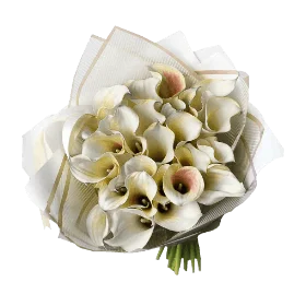 Blumenstrauß voller gelb-weißer Calla