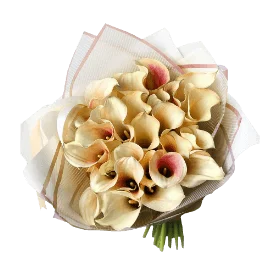 Blumenstrauß voller orange-gelber Calla