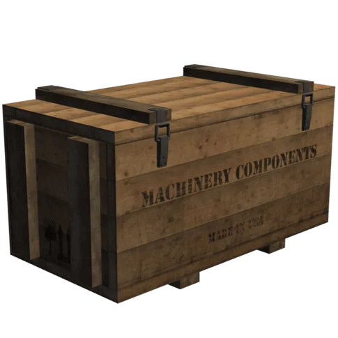 Kiste mit Ersatzteilen