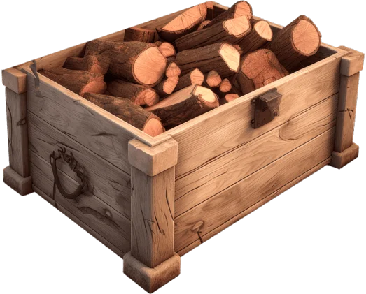 Ящик с дубовыми брёвнами