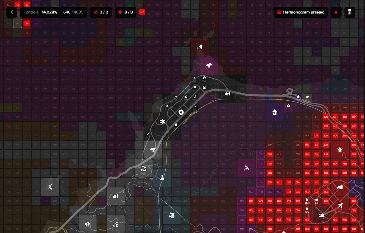 Interfejs wojny o terytorium w tablecie organizacji&nbsp;&nbsp;